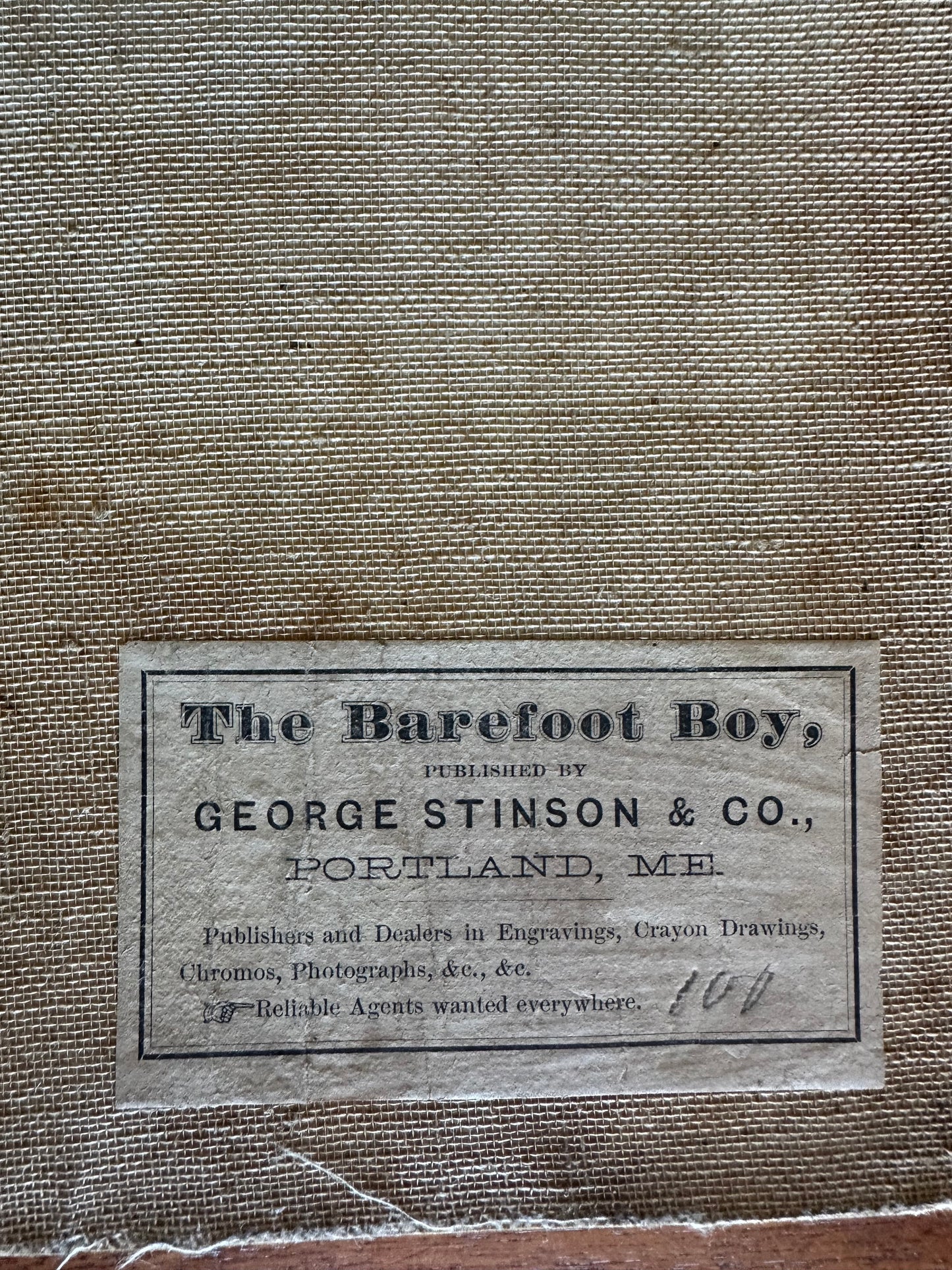 Vintage label on a textured fabric background