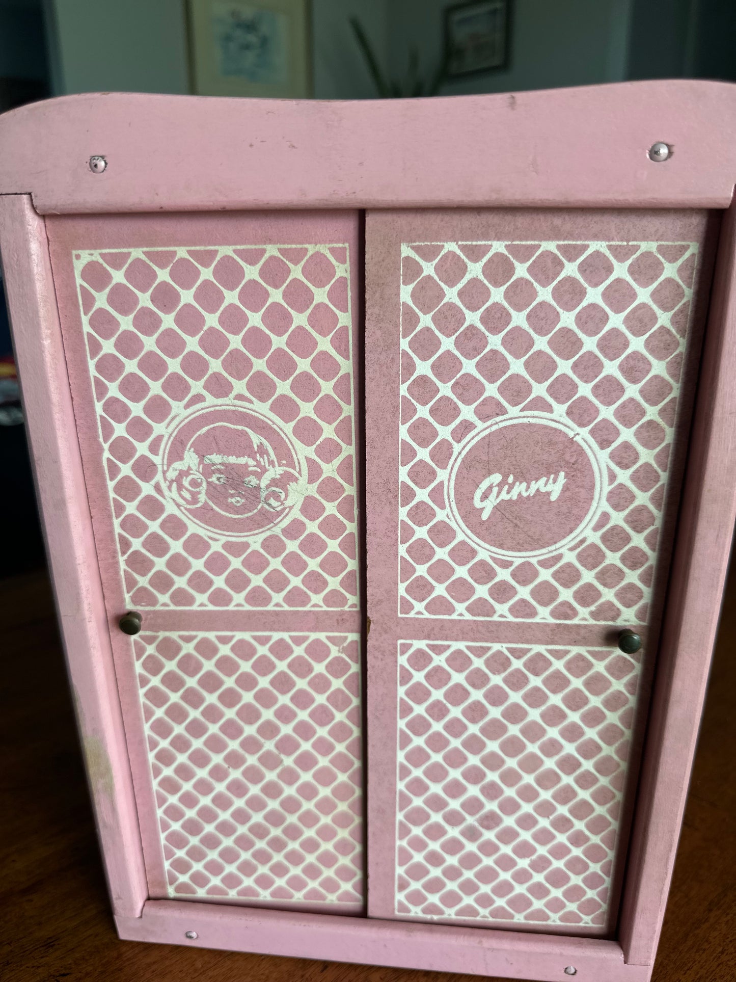 Vintage 1955 Original Vogue Ginny Doll Pink Wardrobe Closet