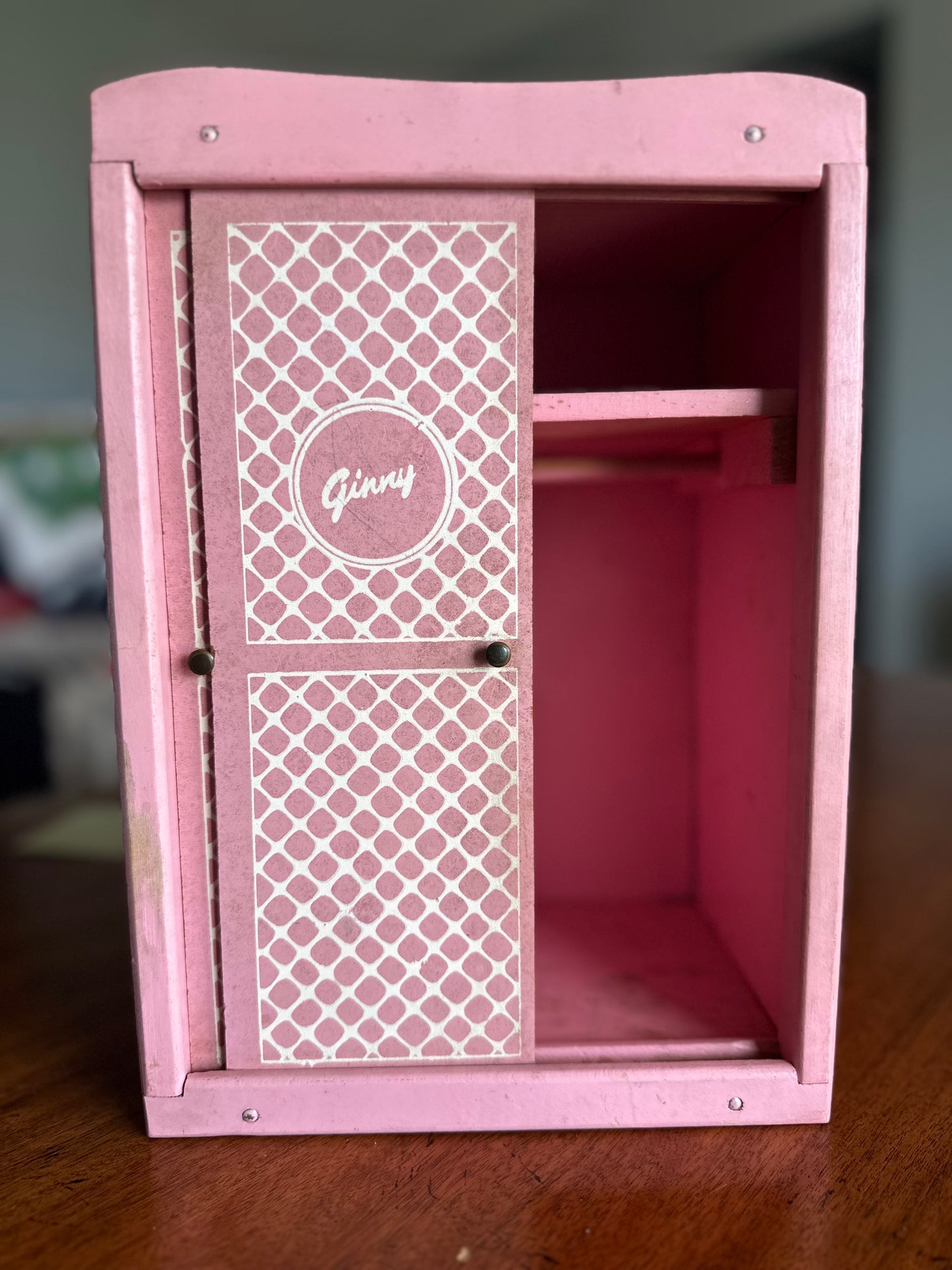 Vintage 1955 Original Vogue Ginny Doll Pink Wardrobe Closet