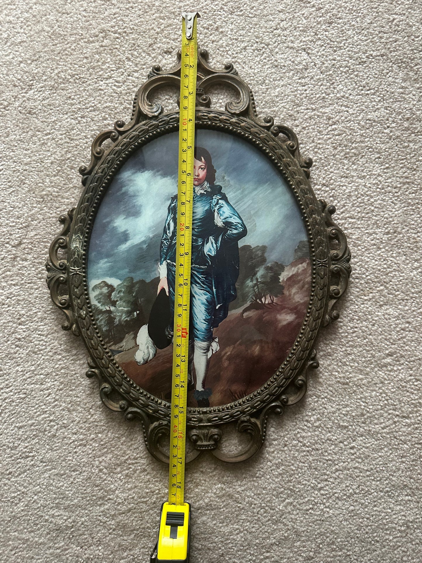 Share Antique Thomas Gainsborough The Blue Boy oval framed with curved glass