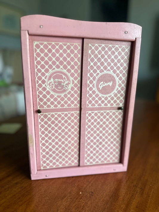 Vintage 1955 Original Vogue Ginny Doll Pink Wardrobe Closet
