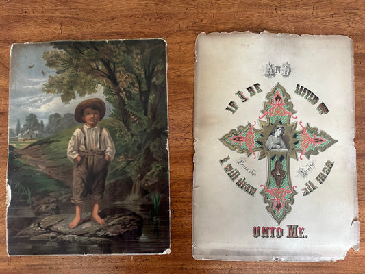 Set of 2 George Stinson & Co. Publication print of The Barefoot Boy & If I be Lifted Up